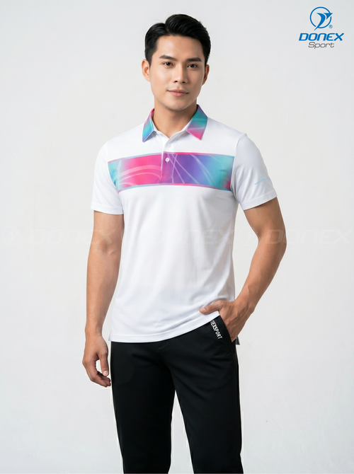 Áo thể thao nam MC-9158-01-19 Trắng phối xanh ngọc